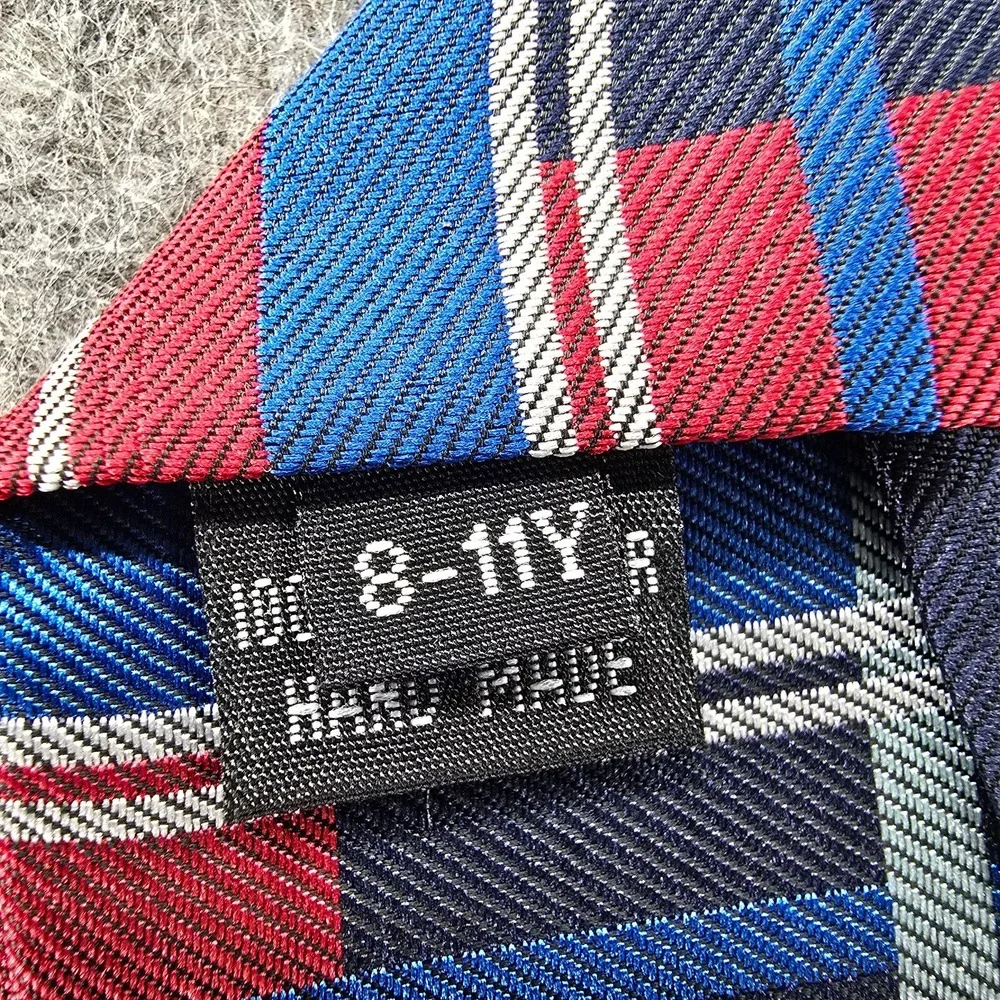 Littlest Prince Couture Boys Zipper Tie 8-11Y Multicolor Plaid Polyester 17 inch